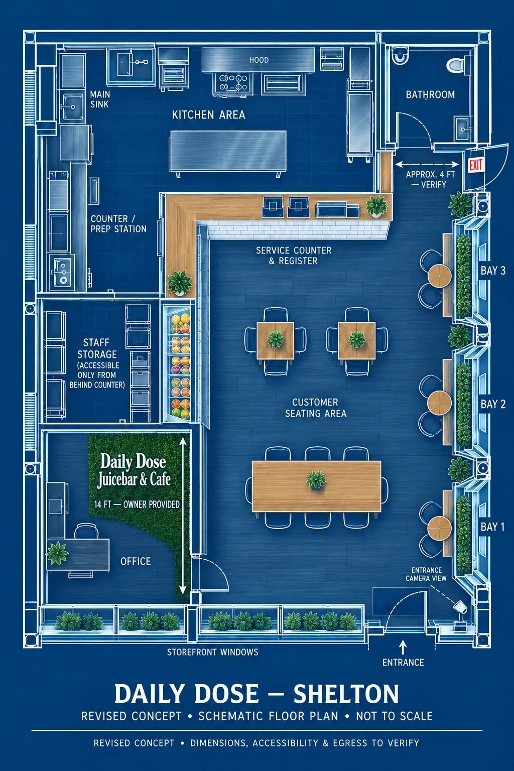 Daily Dose Shelton — schematic floor plan