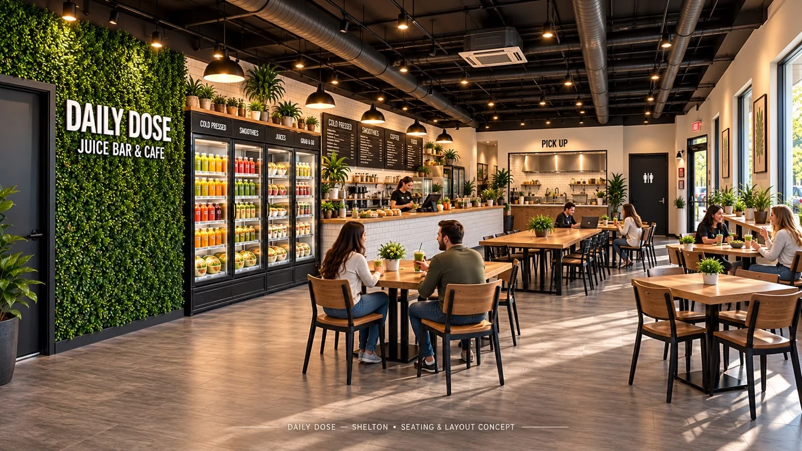 Daily Dose Shelton — interior seating and layout concept